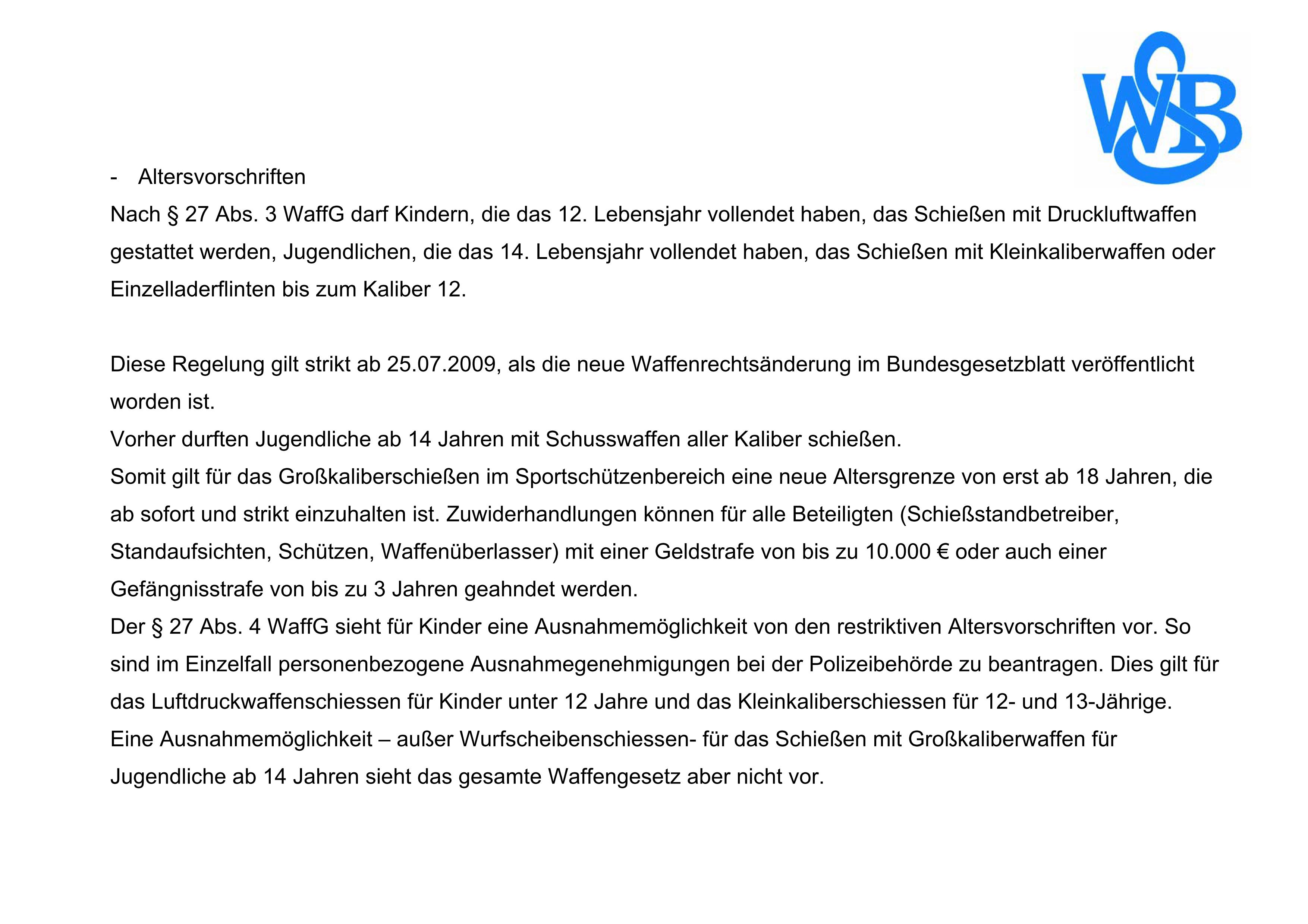 Altersvorschriften nach Waffenrecht 01